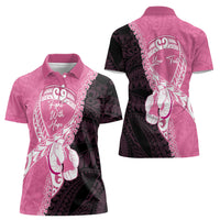 Personalised Polynesia Breast Cancer Awareness Women Polo Shirt Fight With Hope Pink Ribbon Boxing Gloves LT14 - Polynesian Pride