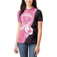 Personalised Polynesia Breast Cancer Awareness Women Polo Shirt Fight With Hope Pink Ribbon Boxing Gloves LT14 - Polynesian Pride