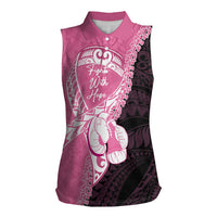 Personalised Polynesia Breast Cancer Awareness Women Sleeveless Polo Shirt Fight With Hope Pink Ribbon Boxing Gloves LT14 Female Pink - Polynesian Pride