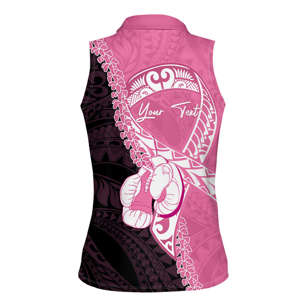 Personalised Polynesia Breast Cancer Awareness Women Sleeveless Polo Shirt Fight With Hope Pink Ribbon Boxing Gloves LT14 - Polynesian Pride