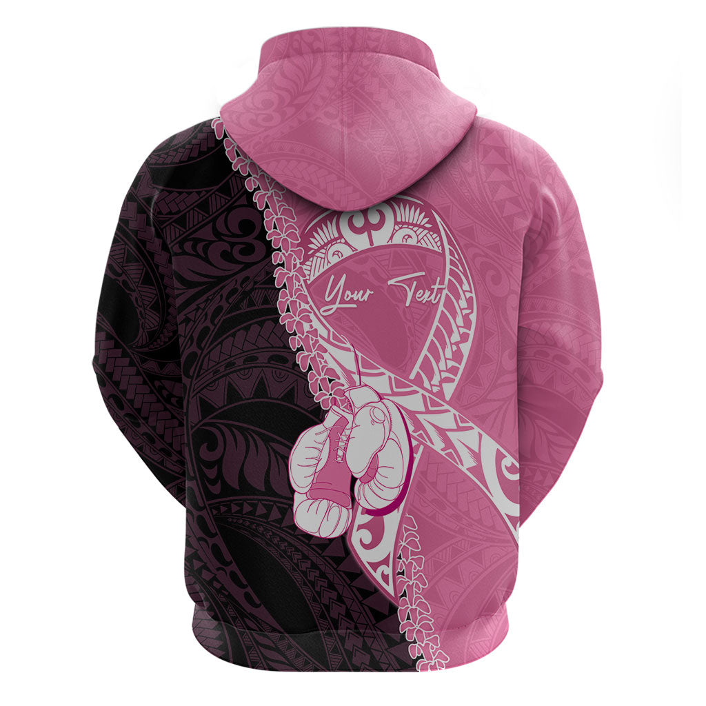 Personalised Polynesia Breast Cancer Awareness Zip Hoodie Fight With Hope Pink Ribbon Boxing Gloves LT14 - Polynesian Pride