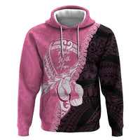 Personalised Polynesia Breast Cancer Awareness Zip Hoodie Fight With Hope Pink Ribbon Boxing Gloves LT14 Pullover Hoodie Pink - Polynesian Pride