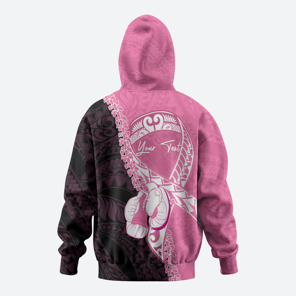 Personalised Polynesia Breast Cancer Awareness Zip Hoodie Fight With Hope Pink Ribbon Boxing Gloves LT14 - Polynesian Pride
