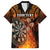 Personalised Polynesian Darts Family Matching Mermaid Dress and Hawaiian Shirt Fire Burning With Tribal Tattoo LT14 Dad's Shirt - Short Sleeve Orange - Polynesian Pride