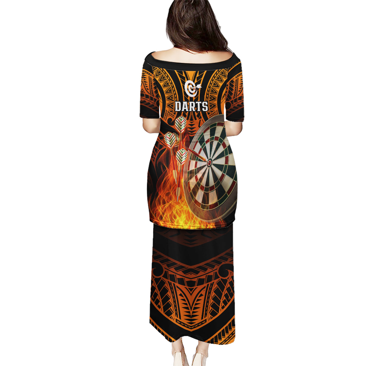 Personalised Polynesian Darts Family Matching Puletasi Dress and Hawaiian Shirt Fire Burning With Tribal Tattoo LT14 - Polynesian Pride