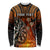 Personalised Polynesian Darts Long Sleeve Shirt Fire Burning With Tribal Tattoo LT14 Unisex Orange - Polynesian Pride