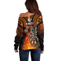 Personalised Polynesian Darts Off Shoulder Sweater Fire Burning With Tribal Tattoo LT14 - Polynesian Pride
