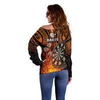 Personalised Polynesian Darts Off Shoulder Sweater Fire Burning With Tribal Tattoo LT14 - Polynesian Pride