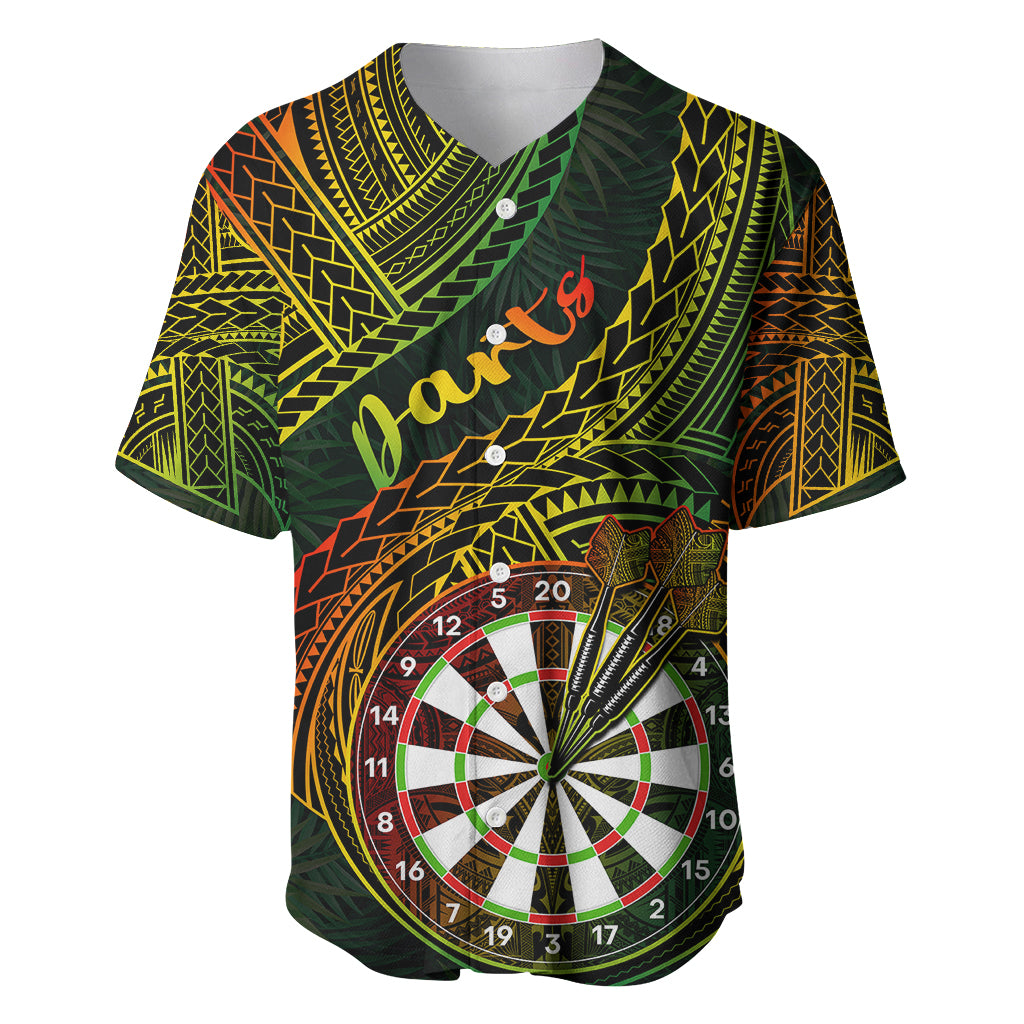 Personalised Polynesian Darts Baseball Jersey Dart Lovers Tribal Pattern Mix Tropical Leaves LT14 Reggae - Polynesian Pride