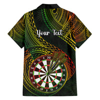 Personalised Polynesian Darts Family Matching Short Sleeve Bodycon Dress and Hawaiian Shirt Dart Lovers Tribal Pattern Mix Tropical Leaves LT14 - Polynesian Pride