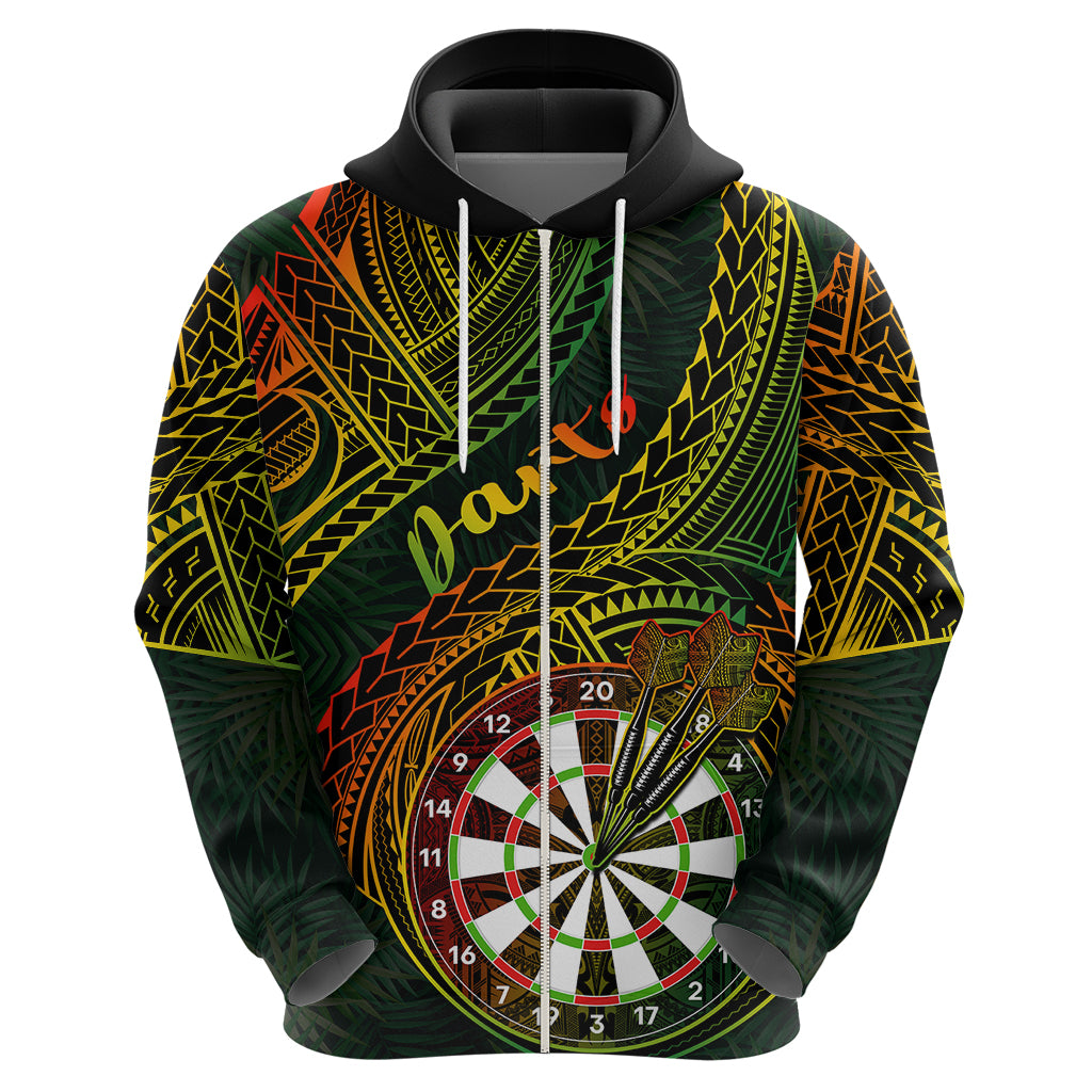 Personalised Polynesian Darts Hoodie Dart Lovers Tribal Pattern Mix Tropical Leaves LT14 - Polynesian Pride