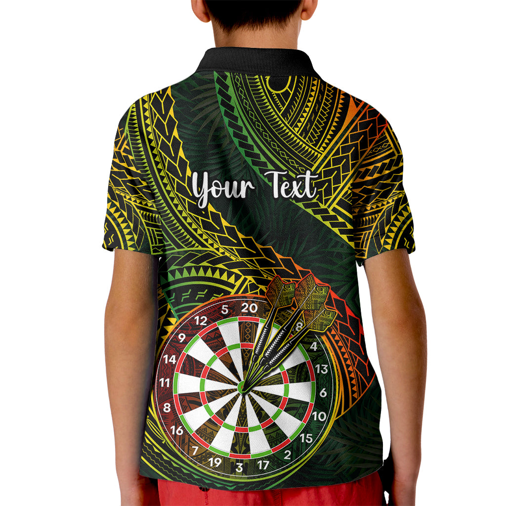 Personalised Polynesian Darts Kid Polo Shirt Dart Lovers Tribal Pattern Mix Tropical Leaves LT14 - Polynesian Pride