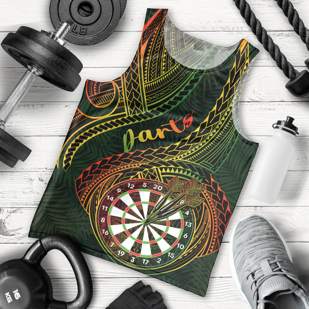 Personalised Polynesian Darts Men Tank Top Dart Lovers Tribal Pattern Mix Tropical Leaves LT14 Reggae - Polynesian Pride