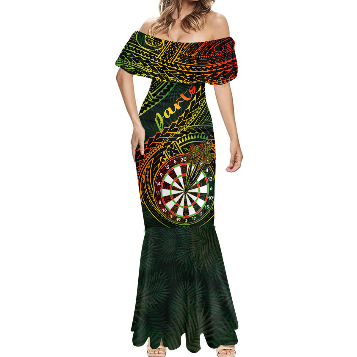 Personalised Polynesian Darts Mermaid Dress Dart Lovers Tribal Pattern Mix Tropical Leaves LT14 - Polynesian Pride
