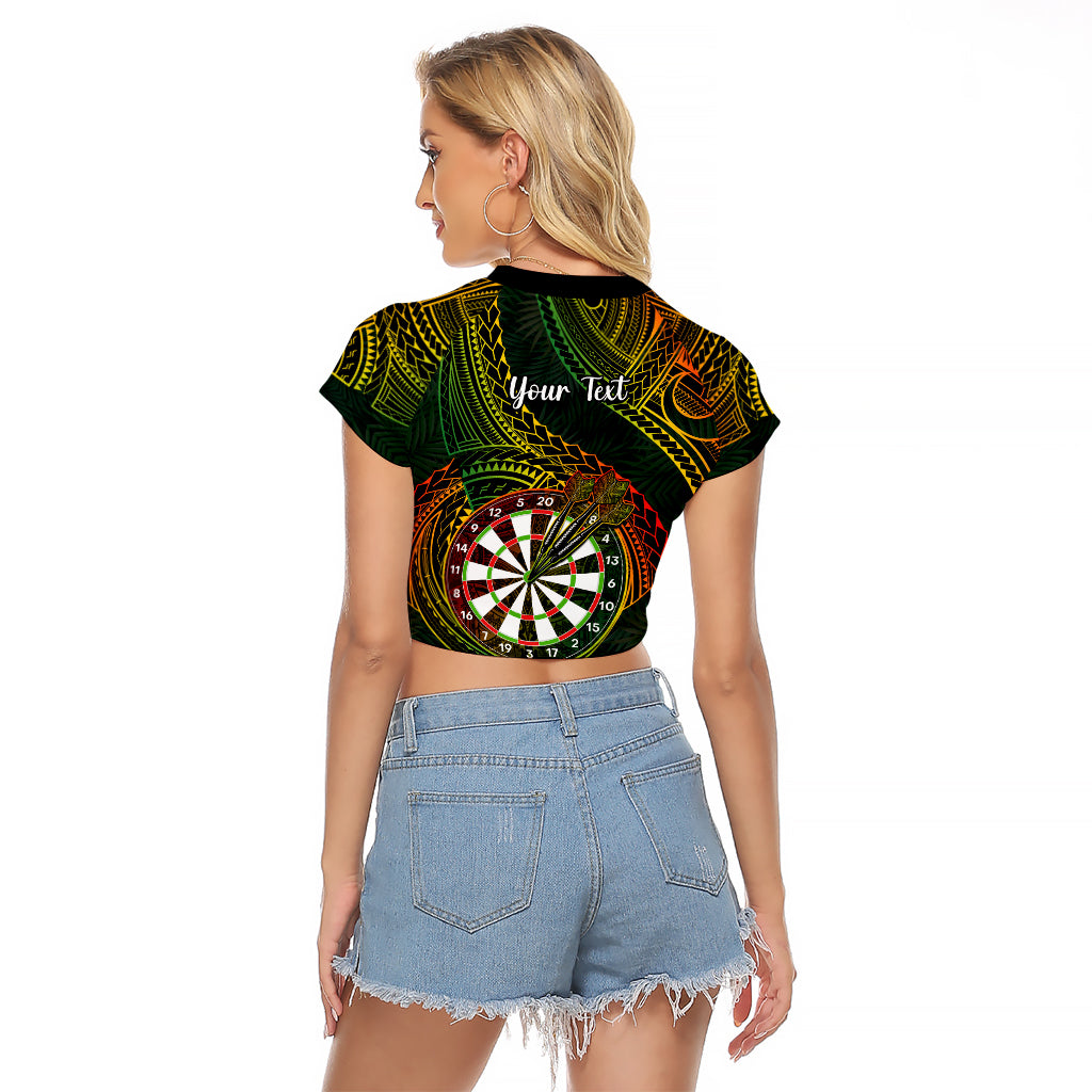 Personalised Polynesian Darts Raglan Cropped T Shirt Dart Lovers Tribal Pattern Mix Tropical Leaves LT14 - Polynesian Pride