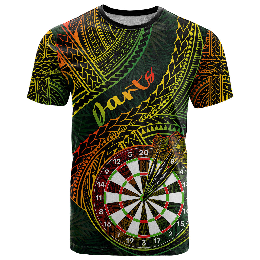 Personalised Polynesian Darts T Shirt Dart Lovers Tribal Pattern Mix Tropical Leaves LT14 Reggae - Polynesian Pride