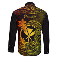 Hawaii Family Matching Long Sleeve Bodycon Dress and Hawaiian Shirt Fish Hook Tattoo Mix Polynesian Plumeria Reggae Version LT14 - Polynesian Pride
