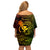 Hawaii Family Matching Off Shoulder Short Dress and Hawaiian Shirt Fish Hook Tattoo Mix Polynesian Plumeria Reggae Version LT14 - Polynesian Pride