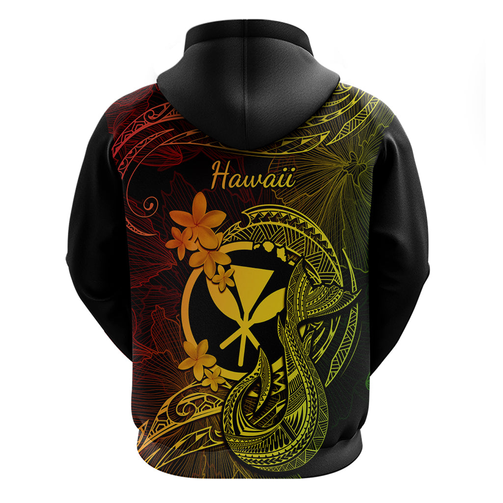Hawaii Hoodie Fish Hook Tattoo Mix Polynesian Plumeria Reggae Version LT14 - Polynesian Pride