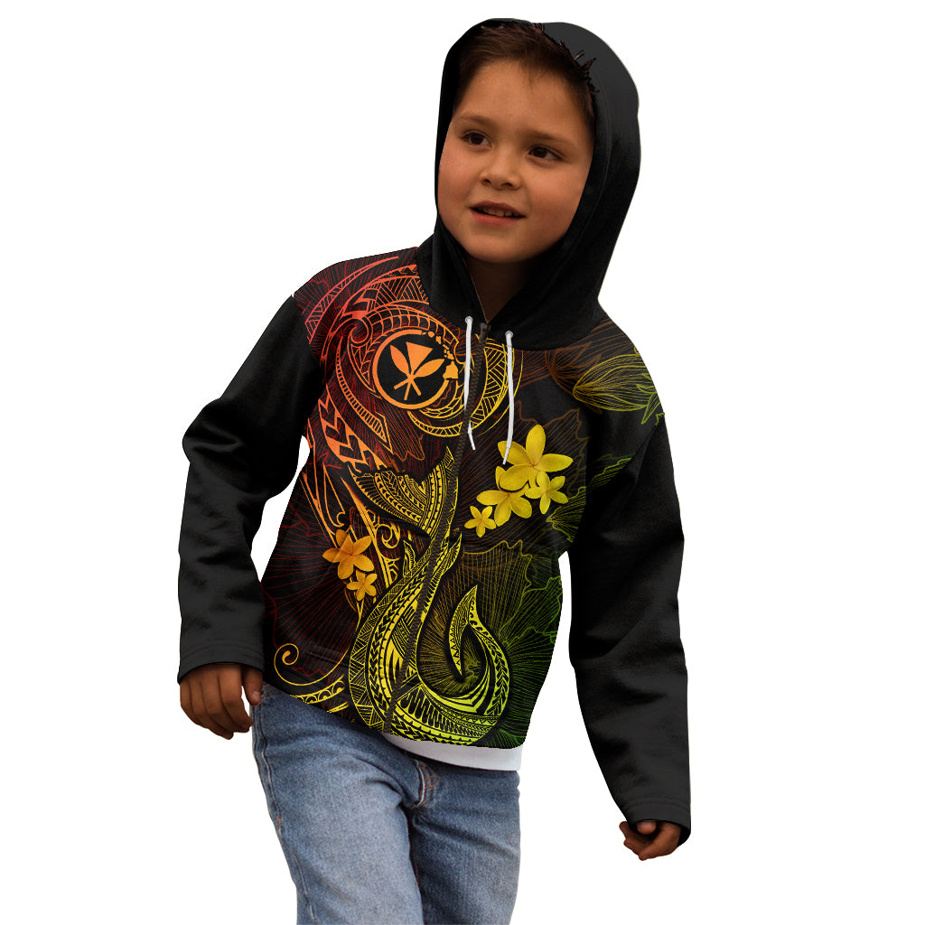 Hawaii Kid Hoodie Fish Hook Tattoo Mix Polynesian Plumeria Reggae Version LT14 - Polynesian Pride