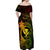 Hawaii Off Shoulder Maxi Dress Fish Hook Tattoo Mix Polynesian Plumeria Reggae Version LT14 - Polynesian Pride