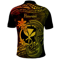 Hawaii Polo Shirt Fish Hook Tattoo Mix Polynesian Plumeria Reggae Version LT14 - Polynesian Pride