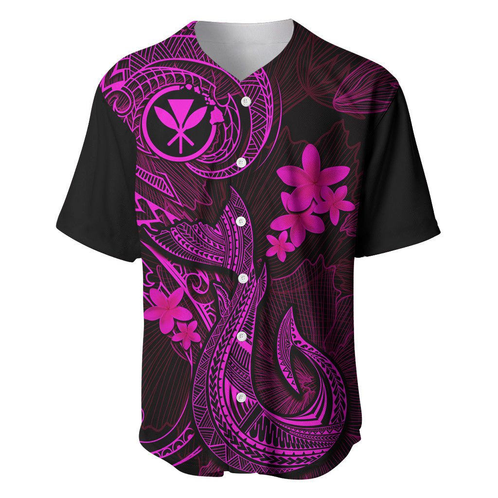 Hawaii Baseball Jersey Fish Hook Tattoo Mix Polynesian Plumeria Pink Version LT14 Pink - Polynesian Pride