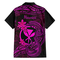 Hawaii Family Matching Short Sleeve Bodycon Dress and Hawaiian Shirt Fish Hook Tattoo Mix Polynesian Plumeria Pink Version LT14 - Polynesian Pride
