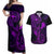 Hawaii Couples Matching Off Shoulder Maxi Dress and Hawaiian Shirt Fish Hook Tattoo Mix Polynesian Plumeria Purple Version LT14 Purple - Polynesian Pride