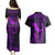Hawaii Couples Matching Puletasi Dress and Hawaiian Shirt Fish Hook Tattoo Mix Polynesian Plumeria Purple Version LT14 - Polynesian Pride