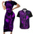 Hawaii Couples Matching Short Sleeve Bodycon Dress and Hawaiian Shirt Fish Hook Tattoo Mix Polynesian Plumeria Purple Version LT14 Purple - Polynesian Pride