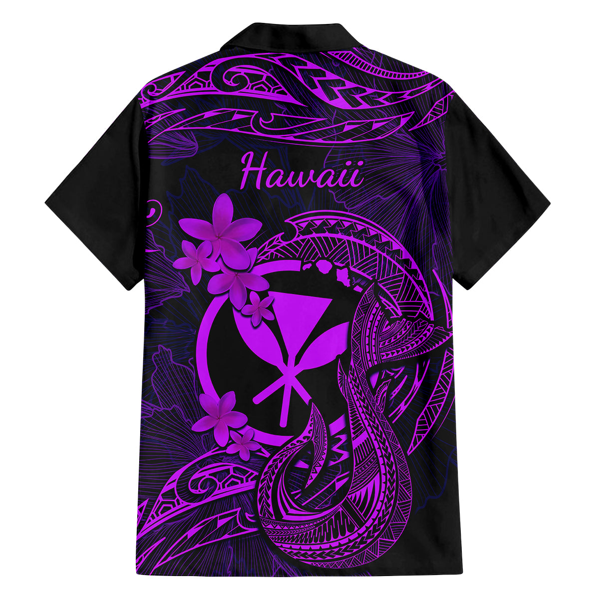 Hawaii Family Matching Off Shoulder Long Sleeve Dress and Hawaiian Shirt Fish Hook Tattoo Mix Polynesian Plumeria Purple Version LT14 - Polynesian Pride