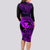 Hawaii Long Sleeve Bodycon Dress Fish Hook Tattoo Mix Polynesian Plumeria Purple Version LT14 - Polynesian Pride