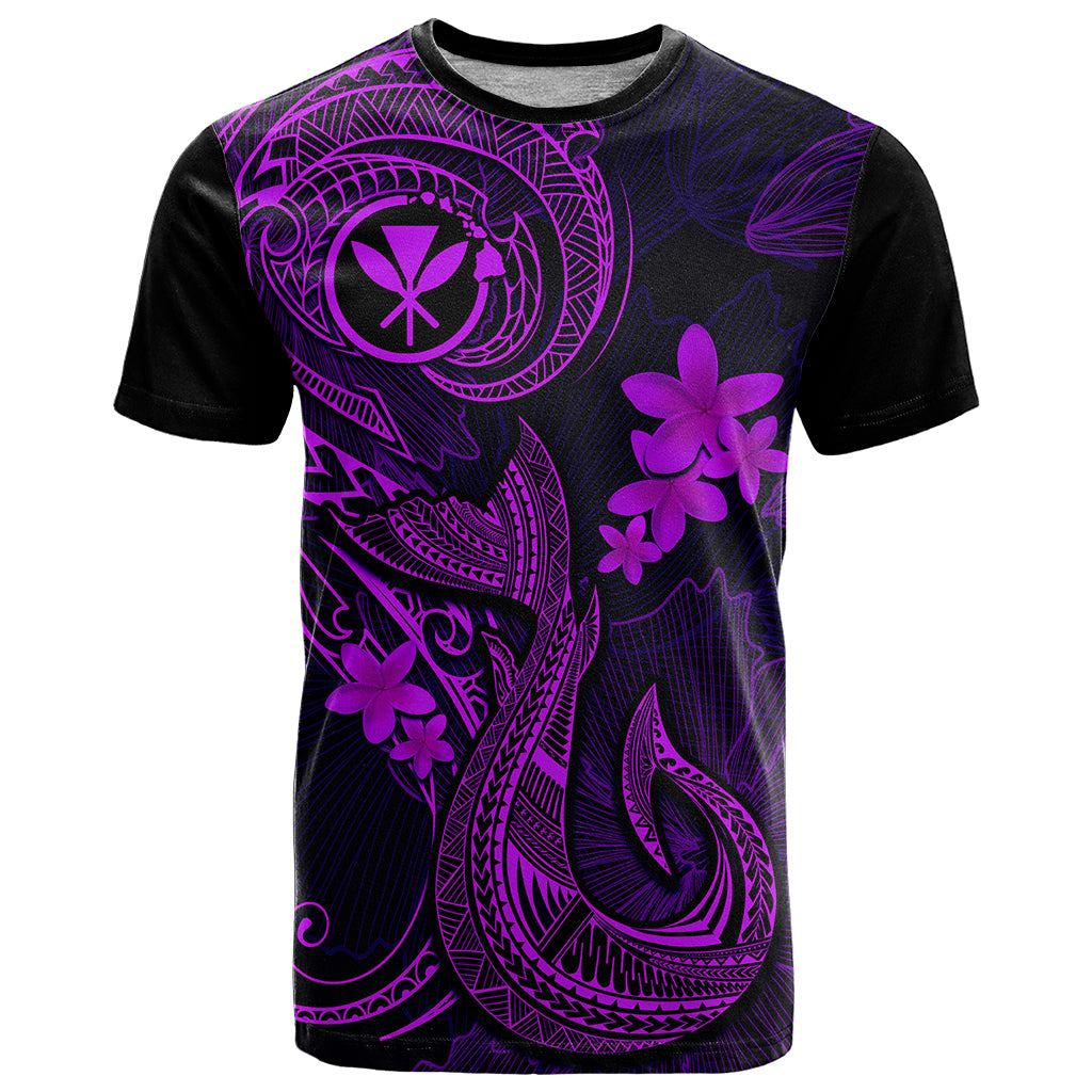 Hawaii T Shirt Fish Hook Tattoo Mix Polynesian Plumeria Purple Version LT14 Purple - Polynesian Pride