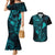 Hawaii Couples Matching Mermaid Dress and Hawaiian Shirt Fish Hook Tattoo Mix Polynesian Plumeria Turquoise Version LT14 Turquoise - Polynesian Pride