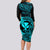 Hawaii Long Sleeve Bodycon Dress Fish Hook Tattoo Mix Polynesian Plumeria Turquoise Version LT14 - Polynesian Pride