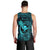 Hawaii Men Tank Top Fish Hook Tattoo Mix Polynesian Plumeria Turquoise Version LT14 - Polynesian Pride