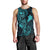 Hawaii Men Tank Top Fish Hook Tattoo Mix Polynesian Plumeria Turquoise Version LT14 - Polynesian Pride