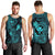 Hawaii Men Tank Top Fish Hook Tattoo Mix Polynesian Plumeria Turquoise Version LT14 - Polynesian Pride