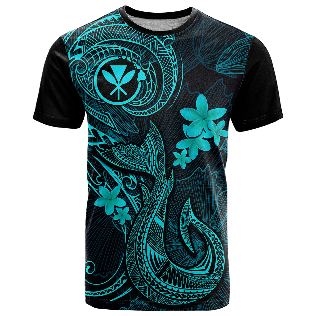 Hawaii T Shirt Fish Hook Tattoo Mix Polynesian Plumeria Turquoise Version LT14 Turquoise - Polynesian Pride