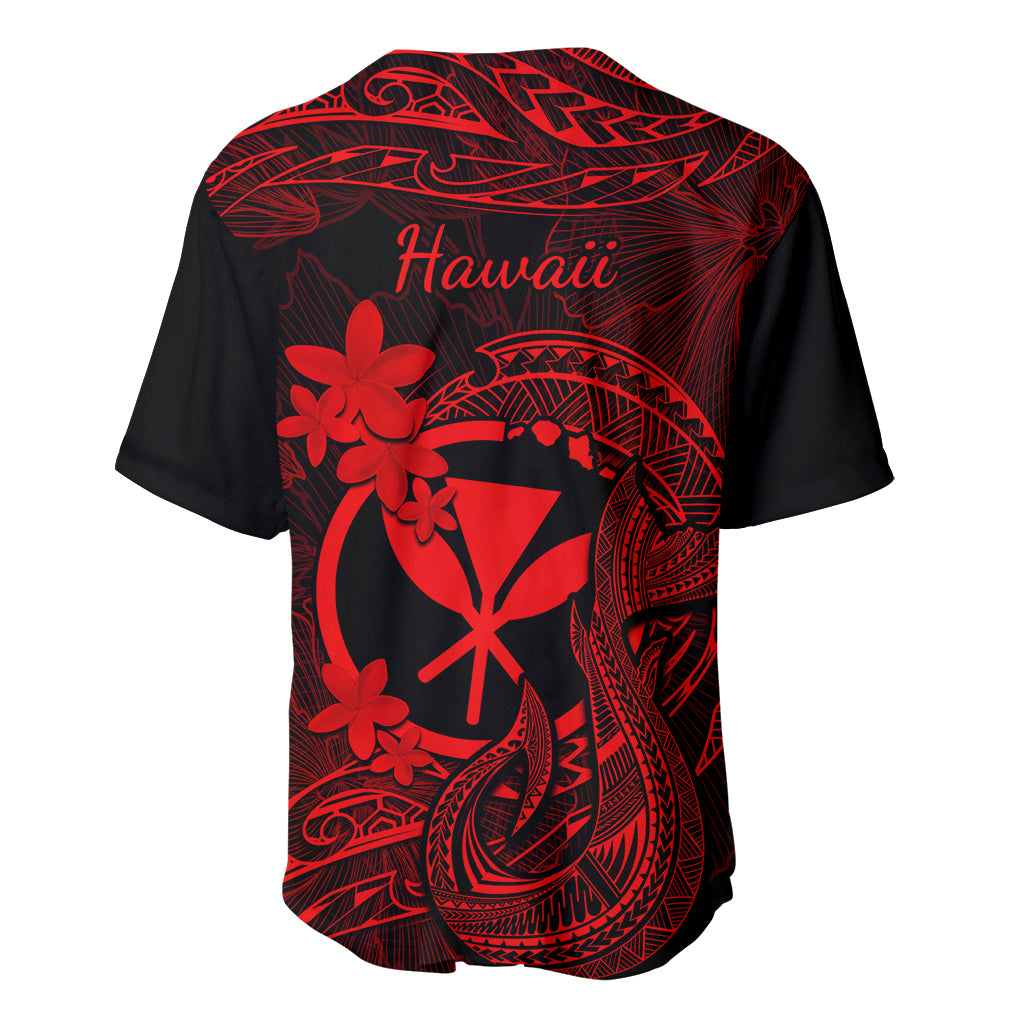 Hawaii Baseball Jersey Fish Hook Tattoo Mix Polynesian Plumeria Red Version LT14 - Polynesian Pride