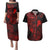 Hawaii Couples Matching Puletasi Dress and Hawaiian Shirt Fish Hook Tattoo Mix Polynesian Plumeria Red Version LT14 Red - Polynesian Pride