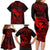 Hawaii Family Matching Long Sleeve Bodycon Dress and Hawaiian Shirt Fish Hook Tattoo Mix Polynesian Plumeria Red Version LT14 - Polynesian Pride