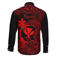 Hawaii Family Matching Mermaid Dress and Hawaiian Shirt Fish Hook Tattoo Mix Polynesian Plumeria Red Version LT14 - Polynesian Pride