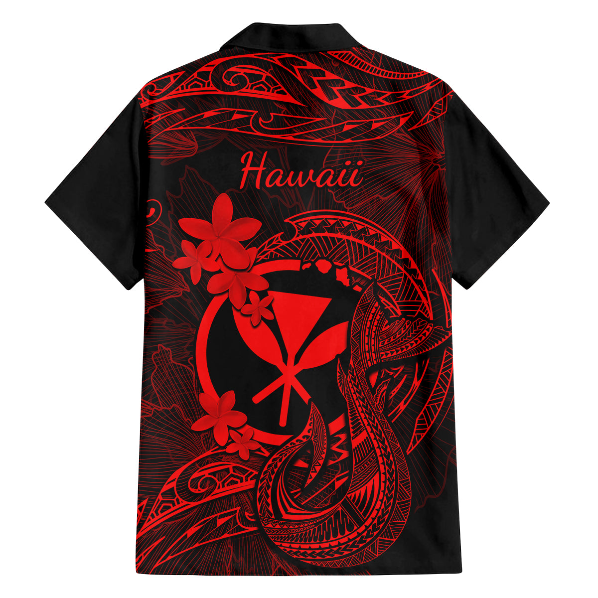 Hawaii Family Matching Off Shoulder Long Sleeve Dress and Hawaiian Shirt Fish Hook Tattoo Mix Polynesian Plumeria Red Version LT14 - Polynesian Pride