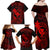 Hawaii Family Matching Off Shoulder Maxi Dress and Hawaiian Shirt Fish Hook Tattoo Mix Polynesian Plumeria Red Version LT14 - Polynesian Pride