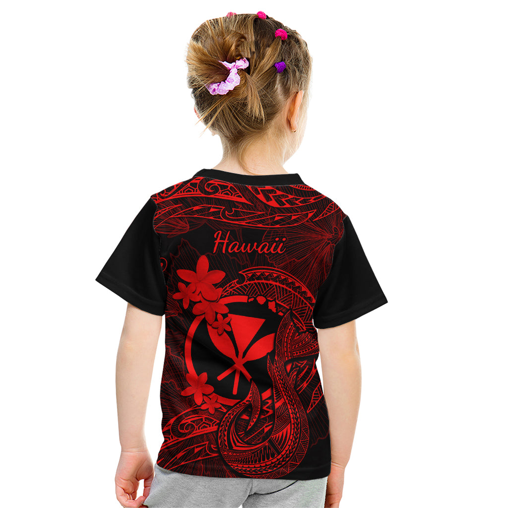 Hawaii Kid T Shirt Fish Hook Tattoo Mix Polynesian Plumeria Red Version LT14 - Polynesian Pride