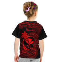 Hawaii Kid T Shirt Fish Hook Tattoo Mix Polynesian Plumeria Red Version LT14 - Polynesian Pride