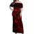 Hawaii Off Shoulder Maxi Dress Fish Hook Tattoo Mix Polynesian Plumeria Red Version LT14 Women Red - Polynesian Pride