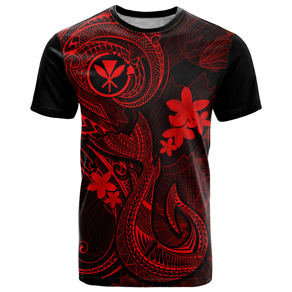 Hawaii T Shirt Fish Hook Tattoo Mix Polynesian Plumeria Red Version LT14 Red - Polynesian Pride